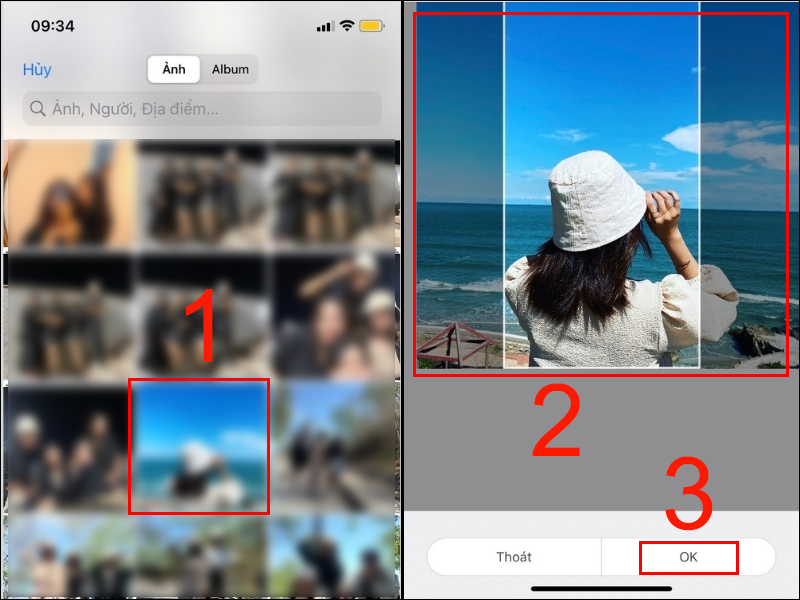 Chọn ảnh bạn muốn từ điện thoại v&agrave; điều chỉnh